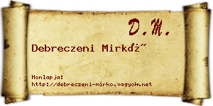 Debreczeni Mirkó névjegykártya